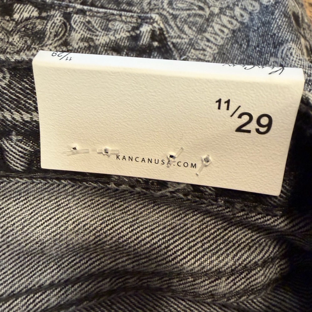 KanCan Paisley Print Denim Shorts Size 11 Black Acid Wash Edgy Western New - Picture 12 of 15